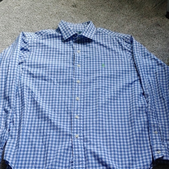Polo Westerton by Ralph Lauren Mens Blue Check Green Logo Casual Button Down - Picture 5 of 8